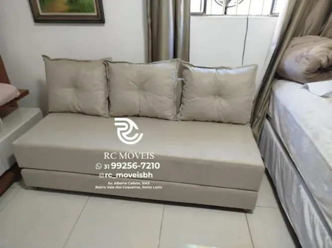 Sofá Cama estruturada Bicama 1,70m Suede de qualidade D33 Compacto e Funcional - Com Nota 