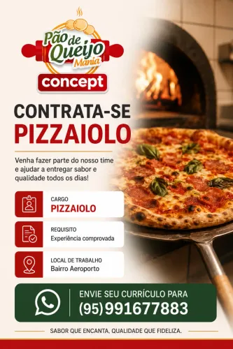 Forneiro pizzaiolo chapeiro