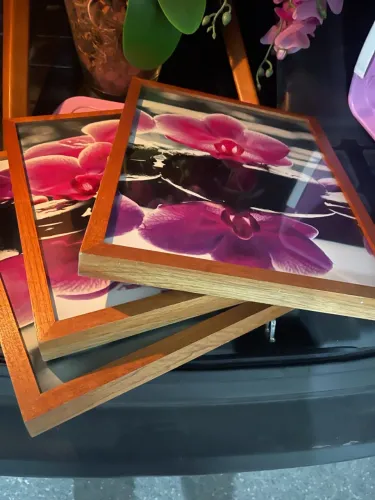 3 Quadros em madeira e vidro