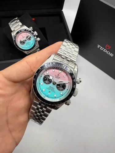 Relógio Estilo Tudor Black Bay Chrono em Aço Inoxidável 