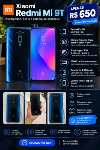 Xiaomi Redmi Mi 9T 128GB - Tela AMOLED | 6GB RAM |