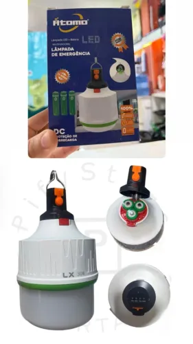 Lâmpada de Emergência LED Recarregável 30W - Até 12 Horas de Luz