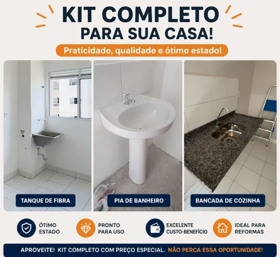 KIT imperdível: Bancada de cozinha + Pia de banheiro + Tanque.