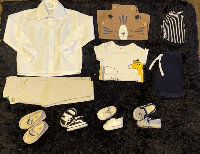 Kit Bebê Menino com Roupinhas e 4 Sapatinhos - Kit Completo