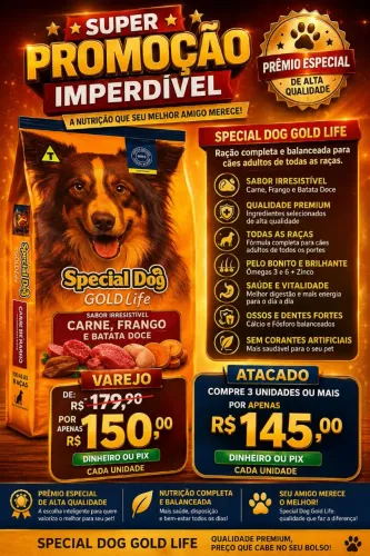 Ração Special Dog Gold Life 20kg premium especial , PROMOÇÃO,  fazemos entregas em todo 