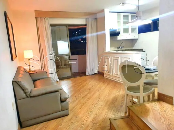 Flat Paulista Wall Street 55m² 1 dormitório 1 vaga para locação nos Jardins.