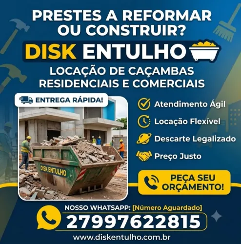 Aluguel de Caçamba de Entulho | Peça Seu Orçamento pelo WhatsApp