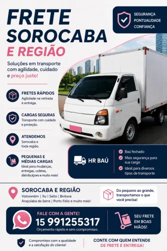 Frete para Sorocaba e região,  baú fechado 