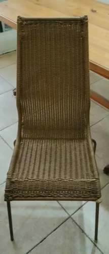 Jogo 4 Cadeiras Vintage Anos 2000 - Ferro e Fibra Trançada / Estilo IKEA