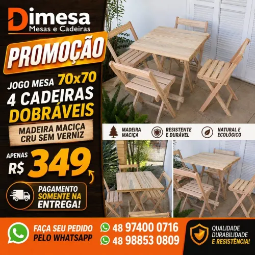 Conjunto de mesa com 4 cadeiras DIRETO DA FÁBRICA. PAGUE SOMENTE NA ENTREGA