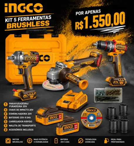 Kit de esmerilhadeira furadeira e chave de impacto