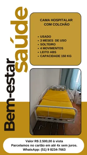Cama Hospitalar Nova com 3 meses de uso