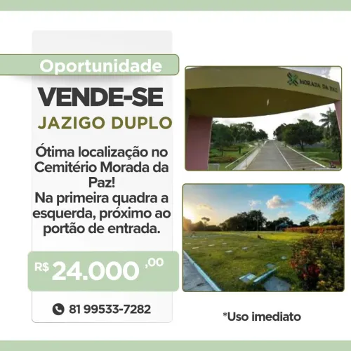 Vendo Jazigo duplo no Cemitério Morada da Paz 