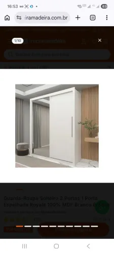 Guarda Roupas Solteiro 2 Portas com espelho- 100% MDF