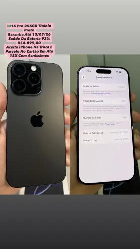 iPhone 16 Pro 256GB Preto ( Garantia Até 13/07/26 ) Usado