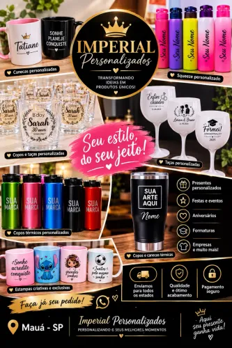 Copos, garrafas, xícaras Personalizados | Lembrancinhas | Festas e Eventos