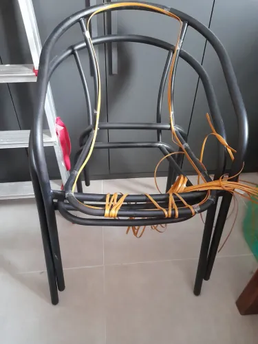 Par de cadeira de ferro + fibra sintética