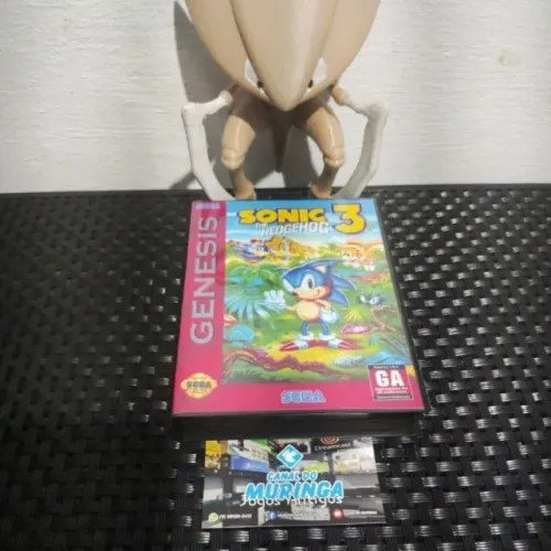 Sonic 3 - Mega Drive  - USA - Carcaça nova - Caixa de plástico preta padrão Sega