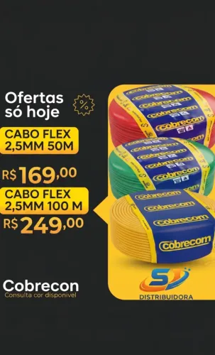 Cabo Elétrico Flexível 2,5mm Cobrecom 50m/ 100m - Várias Cores