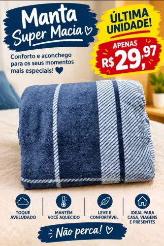 Manta xadrez casal 1,80 X 2,00 cm cinza