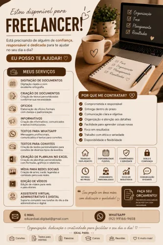 FREELANCER | ASSISTENTE VIRTUAL | SERVIÇOS DIGITAIS