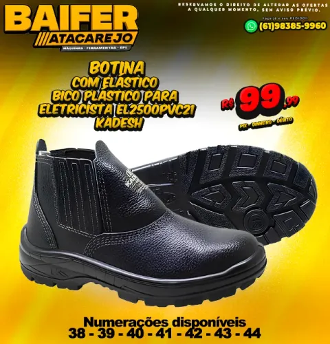 Botina Com Elástico Bico Plástico Para Eletricista EL2500PVC21 Kadesh