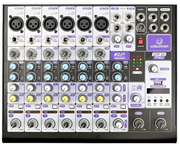 Mesa de Som Waldman CP-10 FXU 10 Canais Bluetooth USB Phantom Power