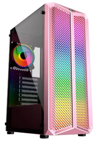 Gabinete Gamer Oex Haven Gh300 Full Tower, Led Rgb 120mm, Lateral Em Vidro, Rosa
