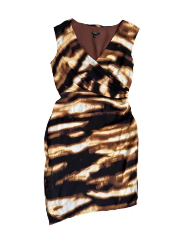 Vestido Ann Taylor de Festa em Seda Pura Drapeados Assimétrico