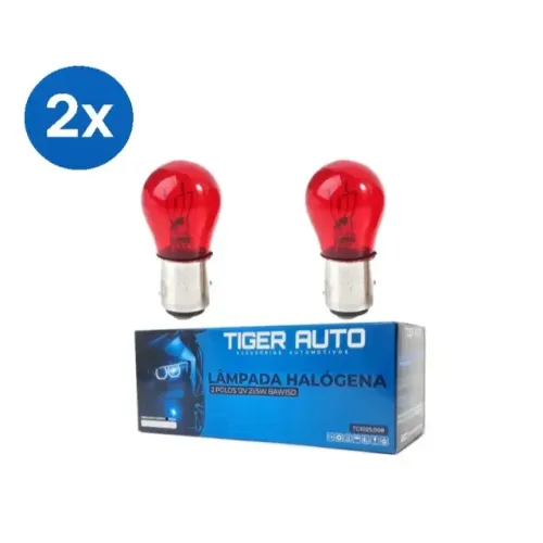 Lâmpada 2 Polos Vermelha Freio e Lanterna 12V 21/5W Baw15d TG1025.008