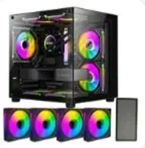 Gabinete de PC gamer PRETO com fans RGB incluso 