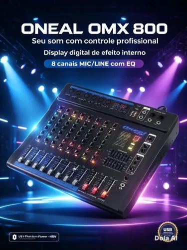 Mesa de som Oneal 8 canais