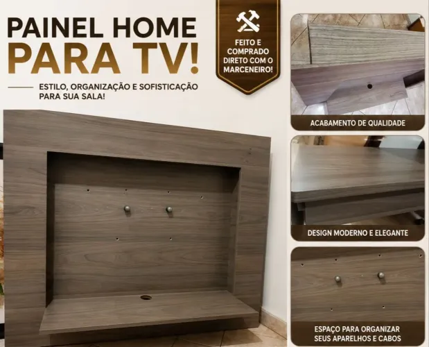 Painel Home para TV + Bancada com 2 gavetas grandes (Super Conservado) 