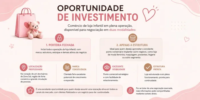 OPORTUNIDADE DE INVESTIMENTO ? LOJA INFANTIL