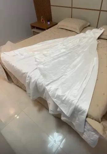 vestido de noiva branco com pérolas - novo - tamanho p