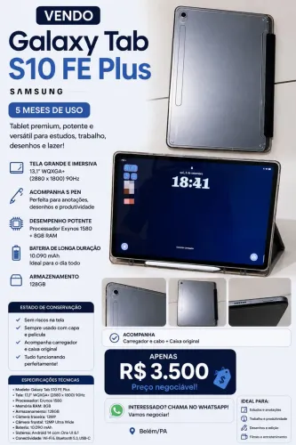 Samsung Galaxy Tab S10 FE+ 128GB - Apenas 5 meses de uso