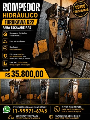 ROMPEDOR HIDRAULICO F 22 FURUKAUA 1.650 KGS PARA ESCAVADEIRAS