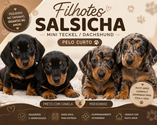 Filhotes de Dachshund Mini (Salsicha) Pelo Curto