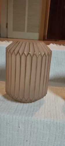 Jogo Par de Vasos Decorativos Vidro Fosco Nude Salmão e Dourado