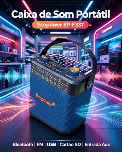 Rádio ecopower painel solar Bluetooth 