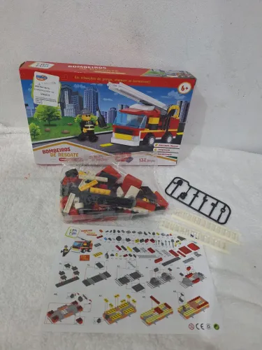 Lote blocos de montar estilo lego novo caminhão de bombeiro
