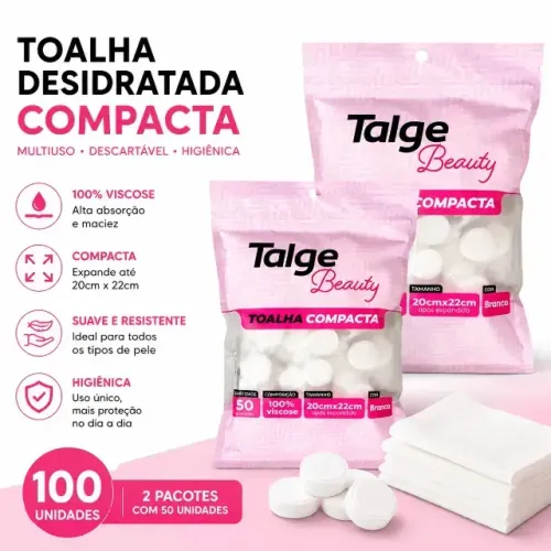 100u Toalha Desidratada Compacta Comprimido P/ Tratamentos Estéticos Descartável Talge