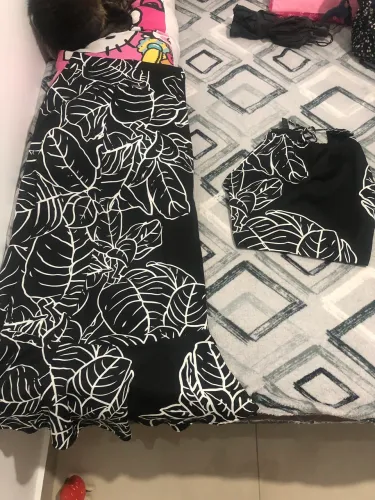 Conjunto My Place original - estampa folhas P&B Tamanho P Usado 1 vez.