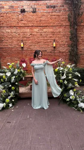 Vestido longo de madrinha Verde Menta 