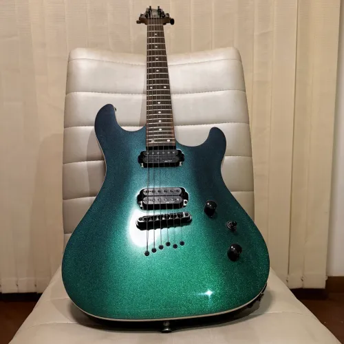 Guitarra Cor Kx5 c/par de Malagoli H777 mais pintura Camaleão feita no Palleta
