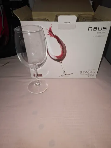 Kit jogo de 6 taças para vinho + kit jogo de 6 copos para whisky