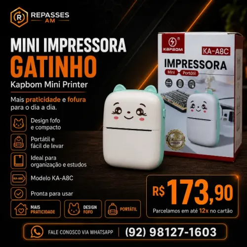Mini Impressora Portátil Gatinho