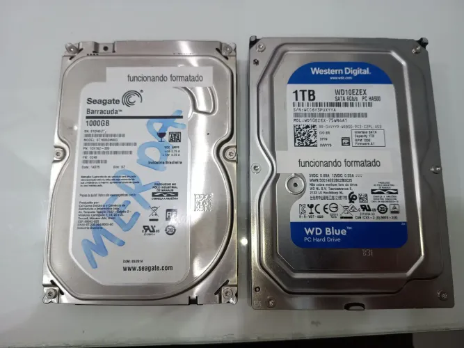 HDs SATA 500GB e 1TB Funcionando e Formatados | Seagate e WD