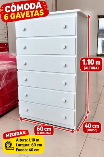 Cômoda MDF 6 Gavetas Novas (Entregamos)
