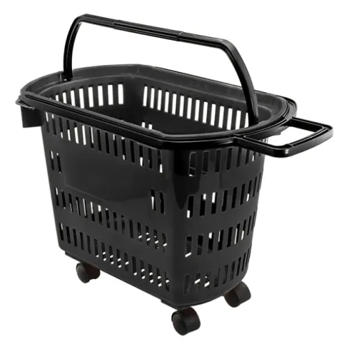 7210 - CESTA PLASTICA D-300 PRETA DE 30L C/RODAS / MARCA: DELLAPLAST